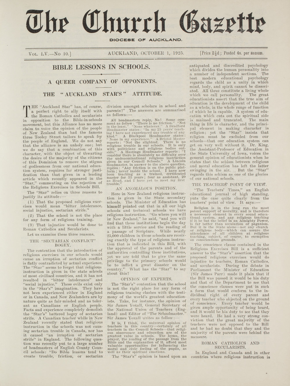 Church Gazette, Auckland: October 1925