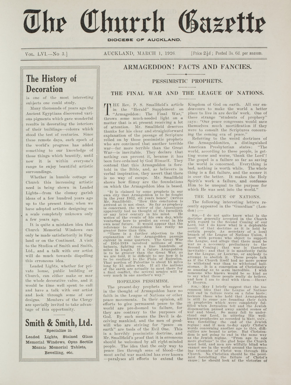 Church Gazette, Auckland: March 1926