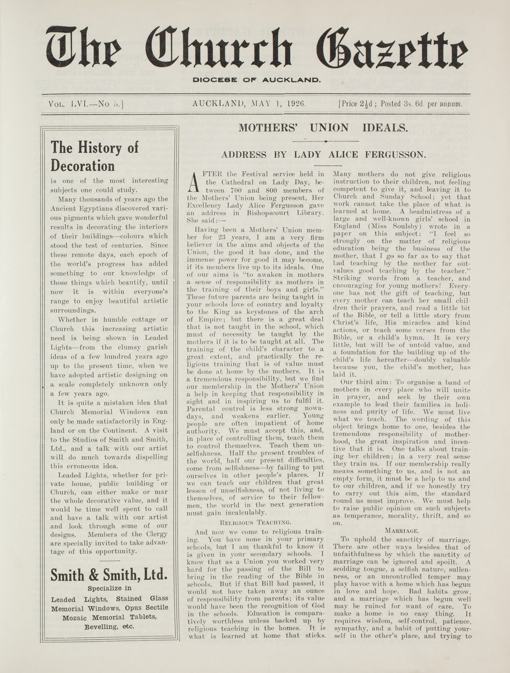 Church Gazette, Auckland: May 1926