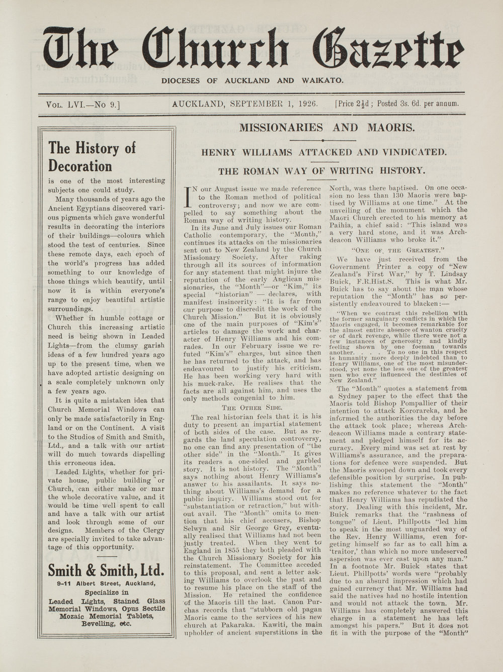 Church Gazette, Auckland: September 1926