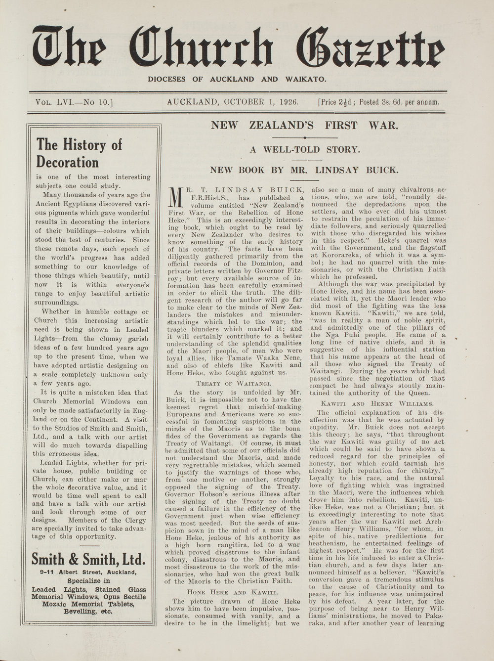 Church Gazette, Auckland: October 1926
