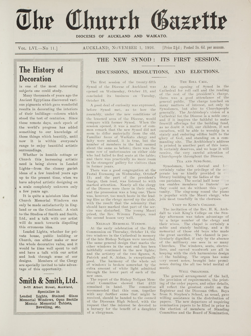 Church Gazette, Auckland: November 1926