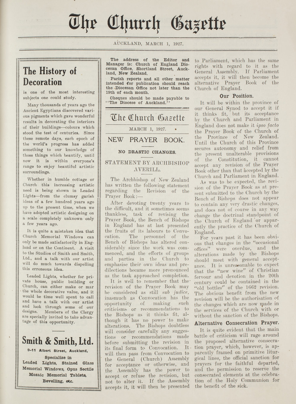 Church Gazette, Auckland: March 1927