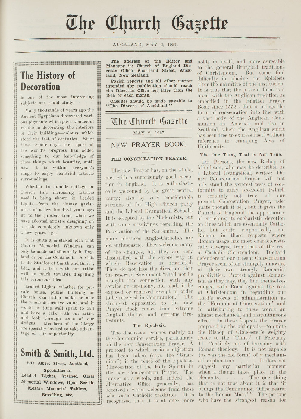 Church Gazette, Auckland: May 1927