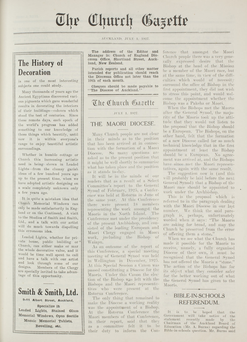 Church Gazette, Auckland: July 1927