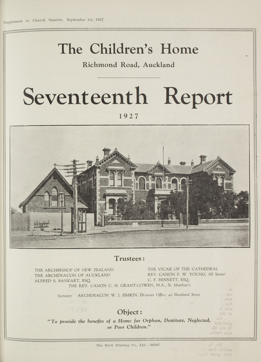 Church Gazette, Auckland: September 1927 Supplement