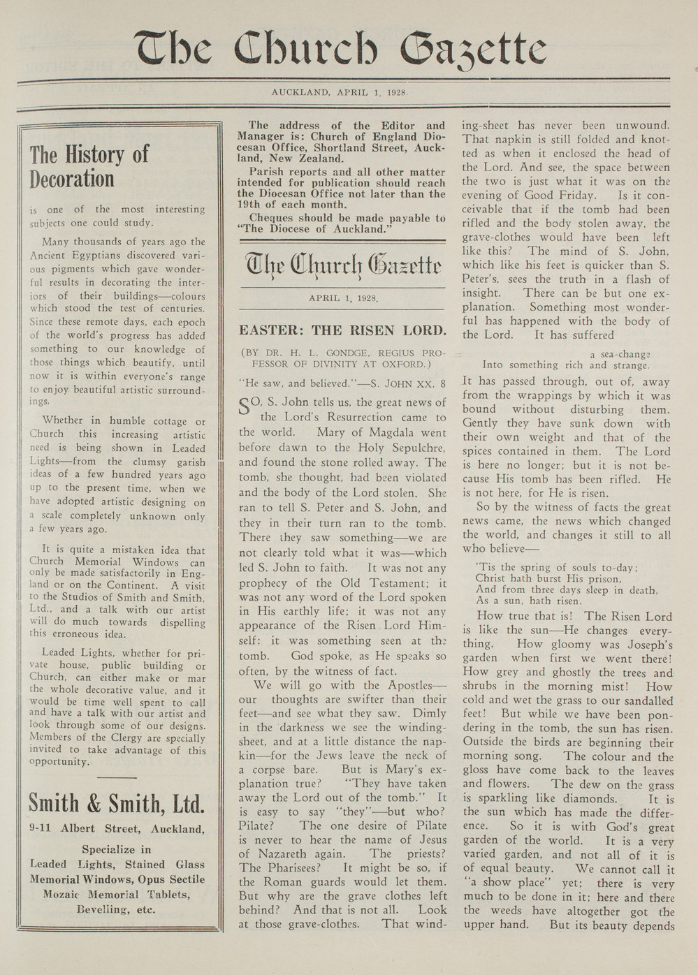 Church Gazette, Auckland: April 1928