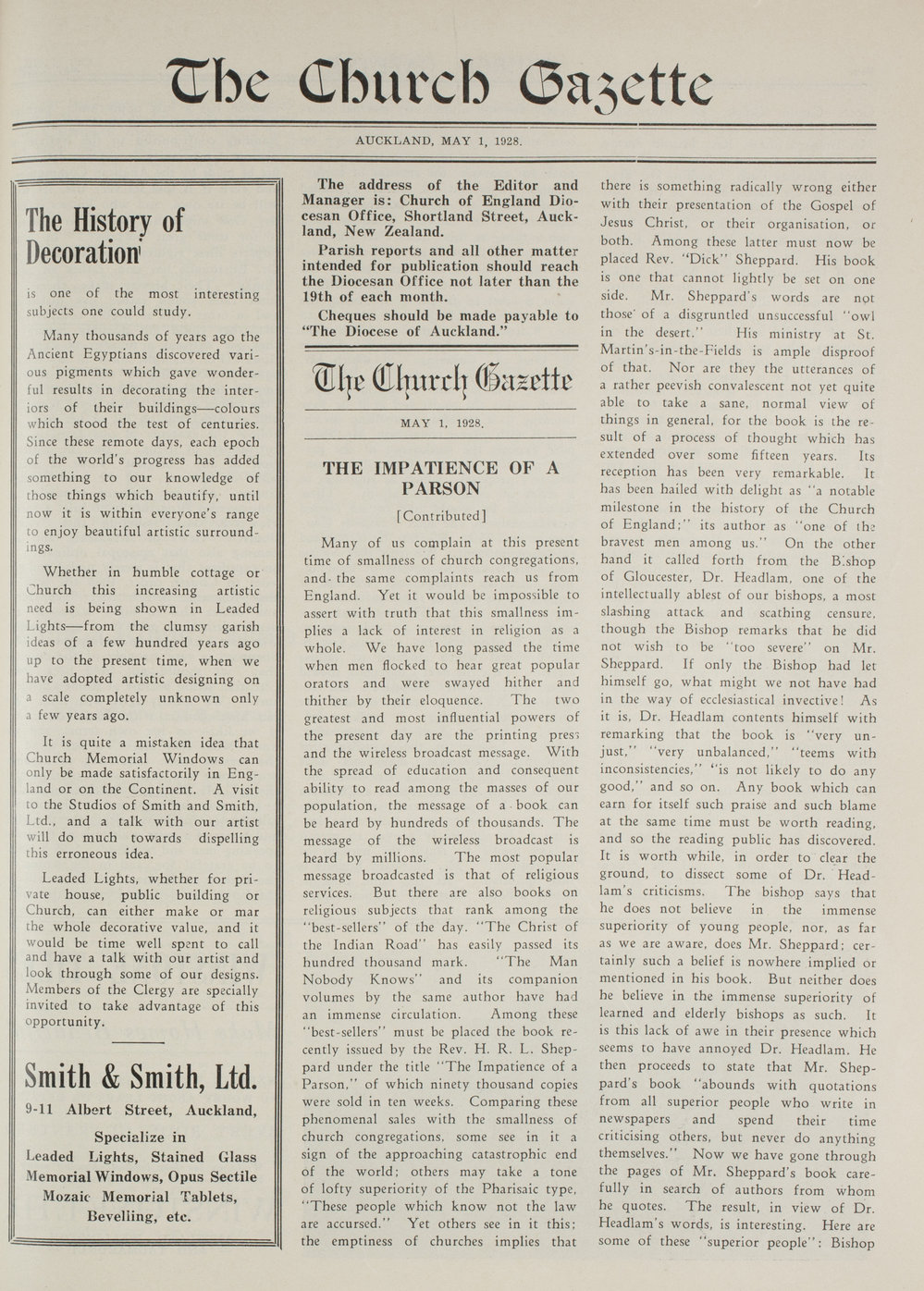 Church Gazette, Auckland: May 1928
