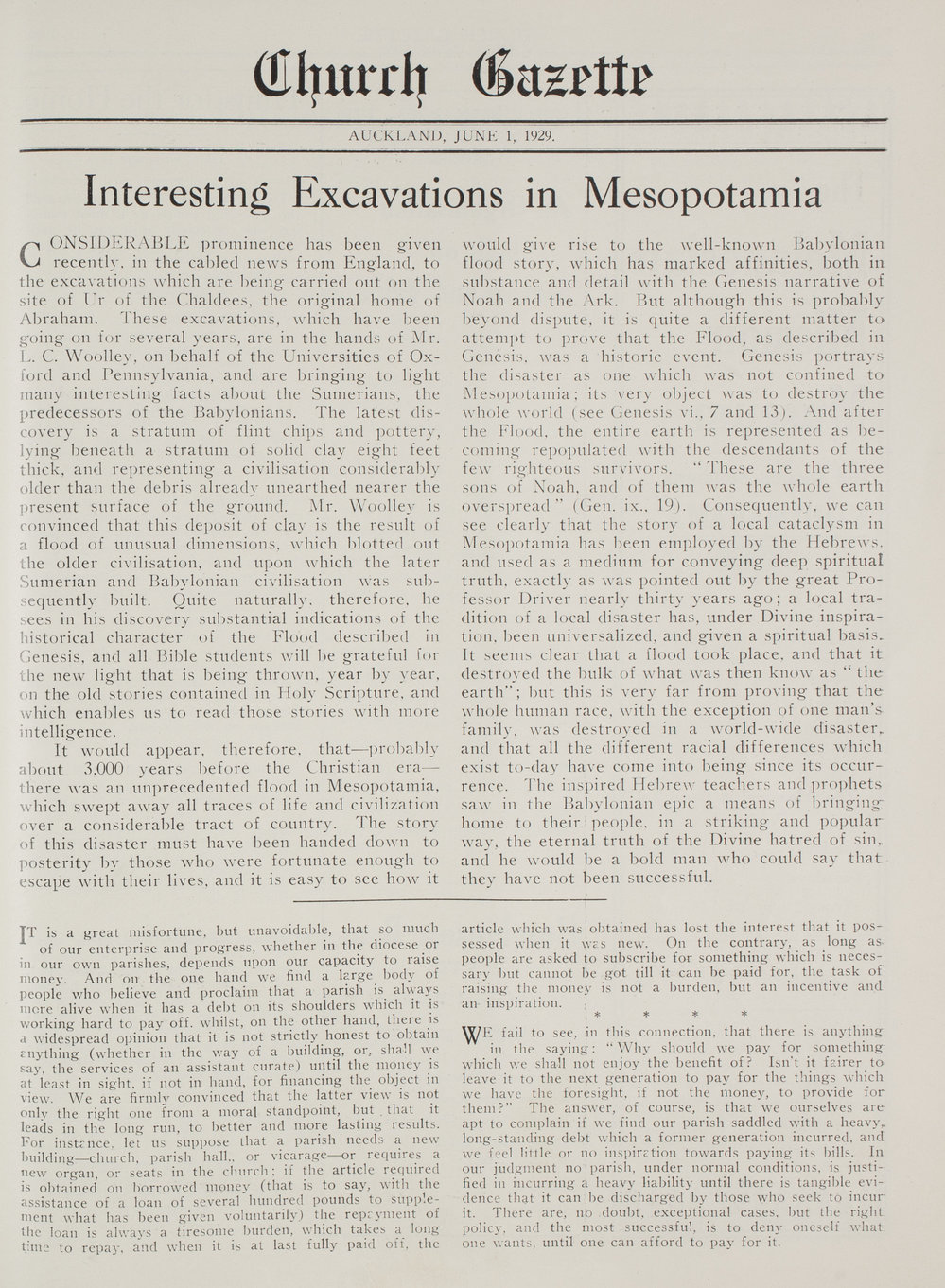 Church Gazette, Auckland: June 1929