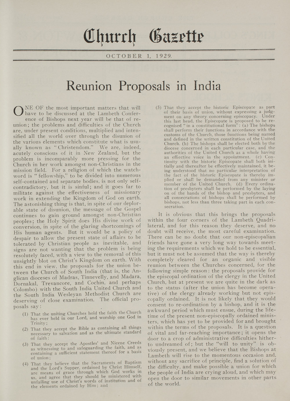 Church Gazette, Auckland: October 1929