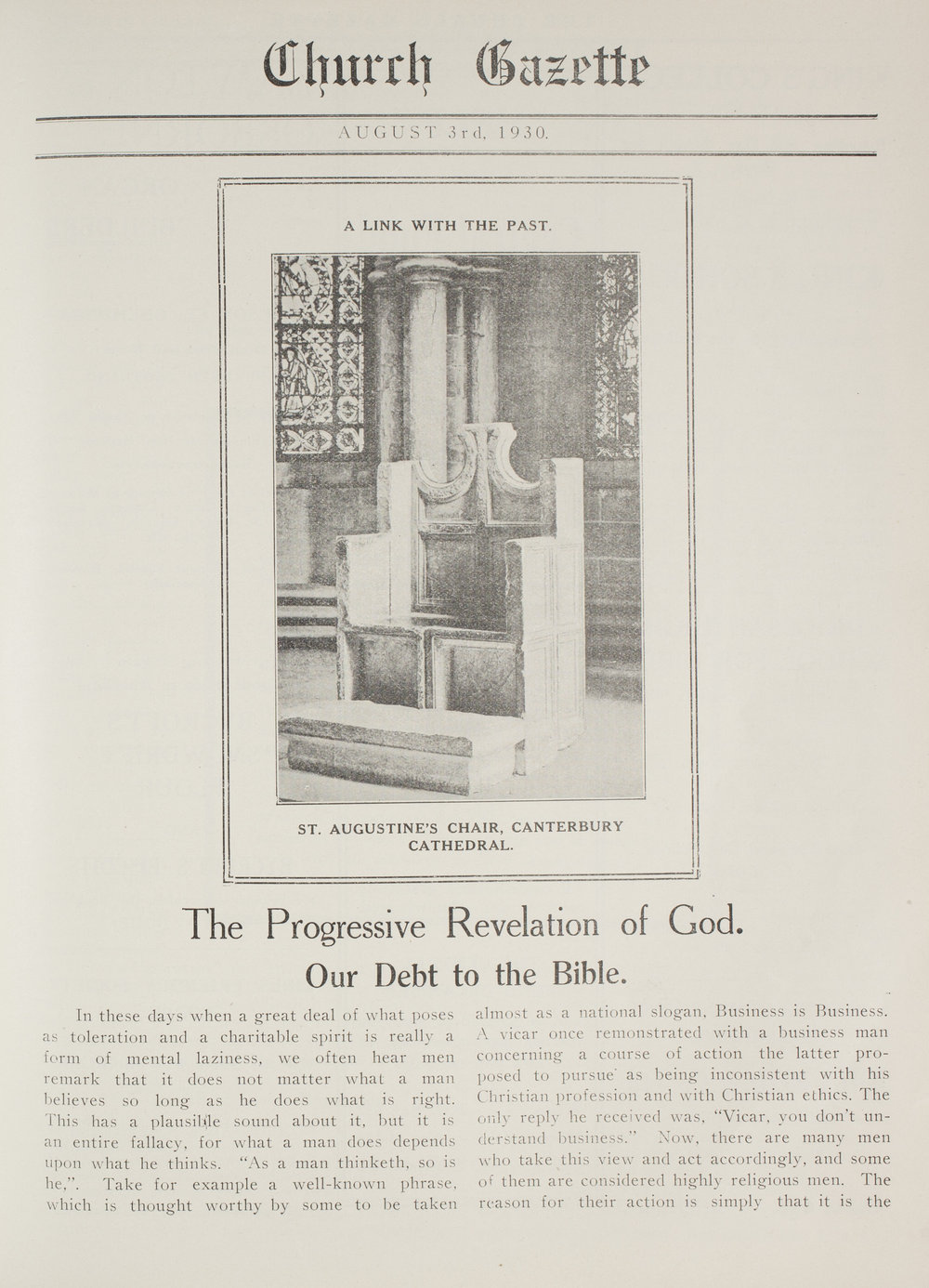 Church Gazette, Auckland: August 1930