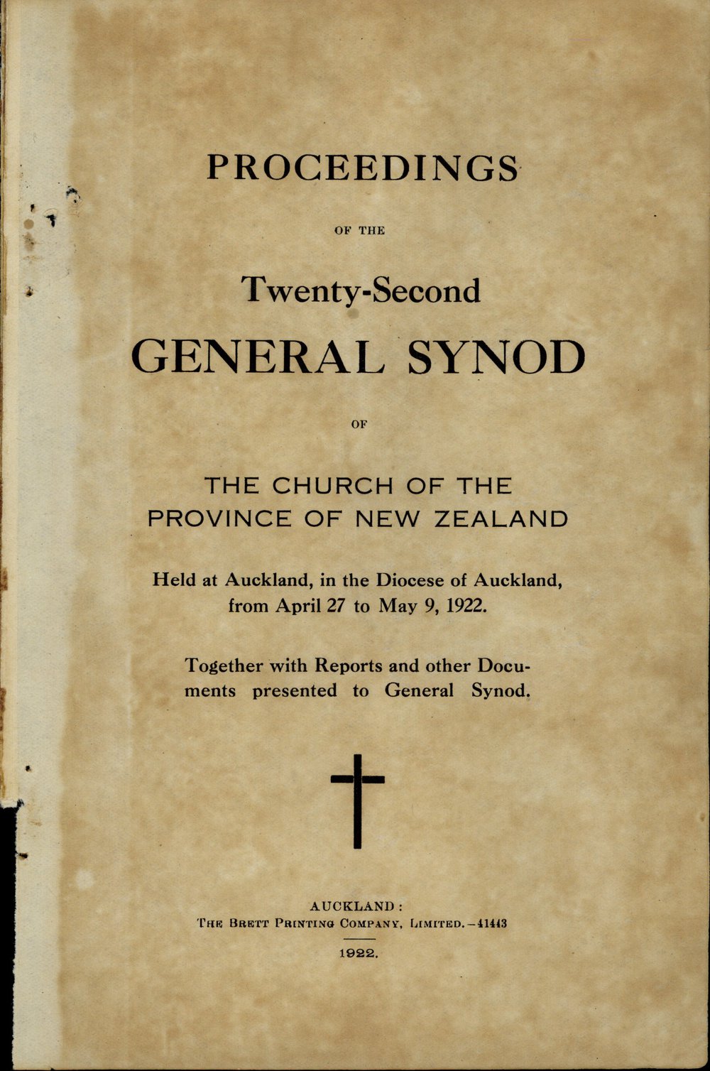 Proceedings of the General Synod: 22nd General Synod, 1922