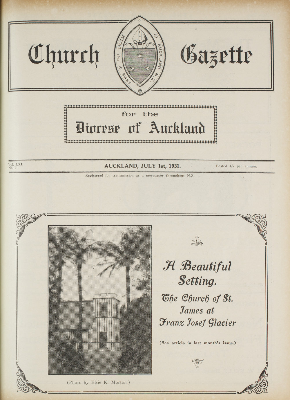 Church Gazette, Auckland: July 1931