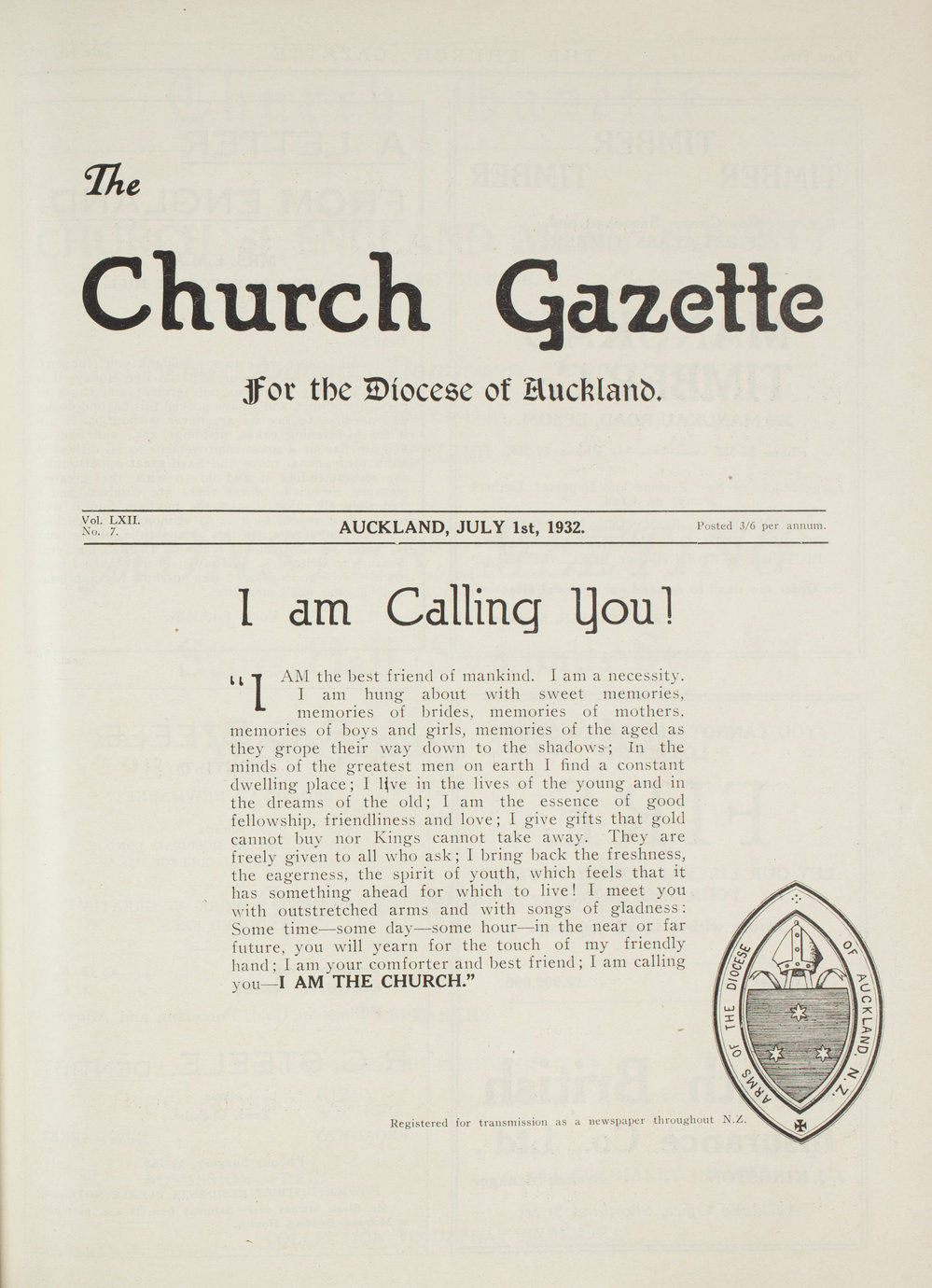Church Gazette, Auckland: July 1932