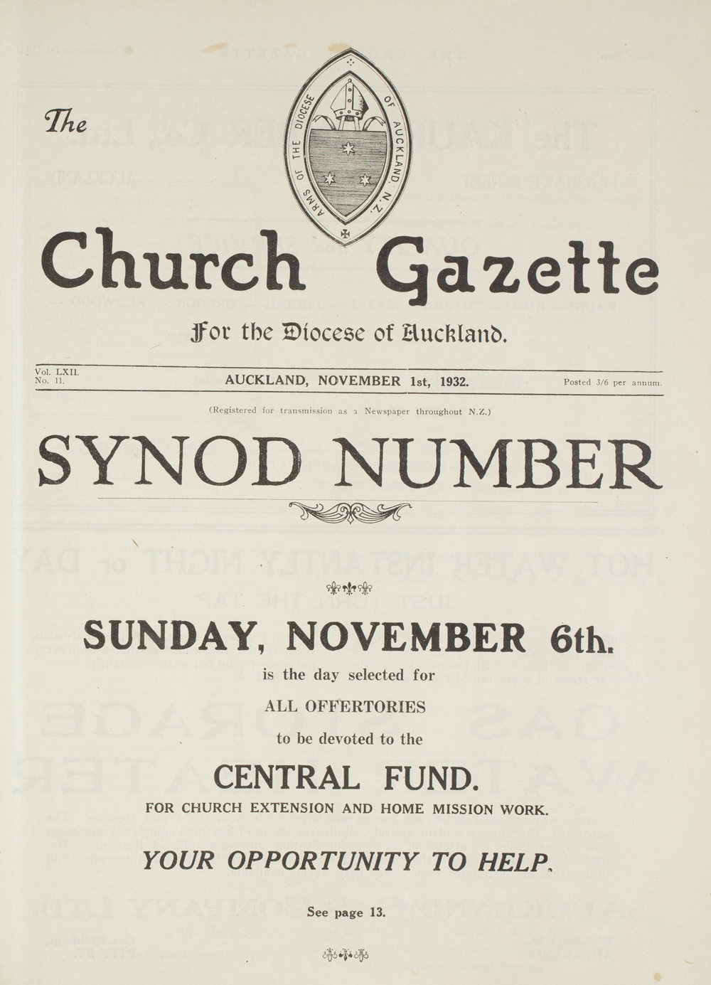 Church Gazette, Auckland: November 1932