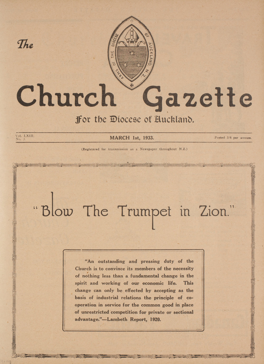 Church Gazette, Auckland: March 1933