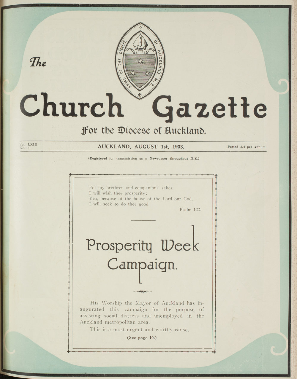 Church Gazette, Auckland: August 1933