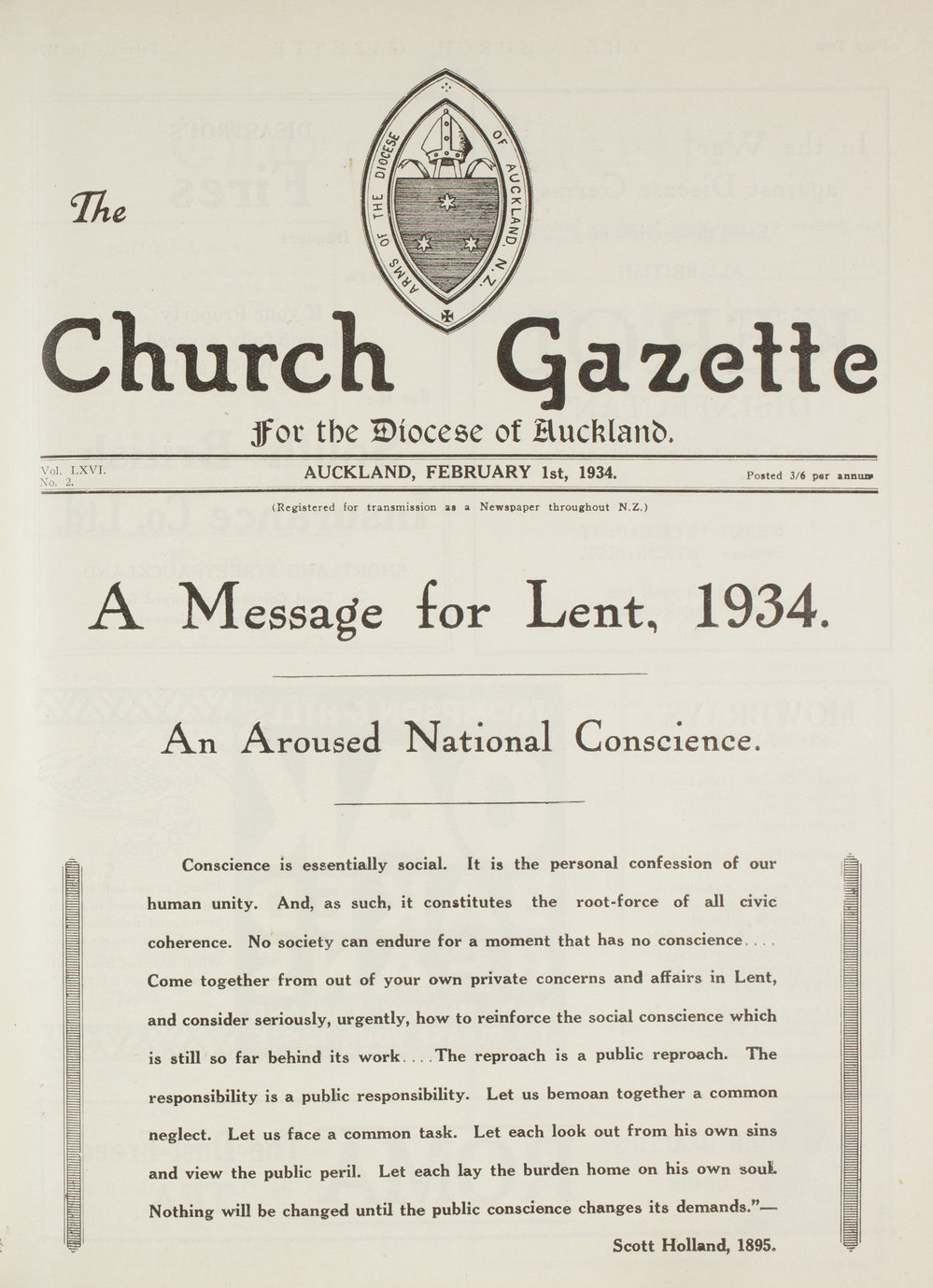 Church Gazette, Auckland: February 1934