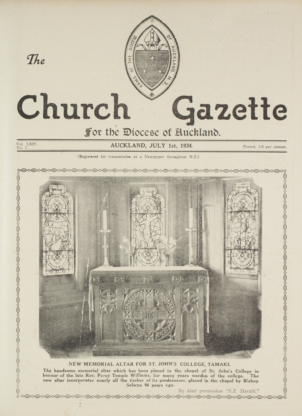 Church Gazette, Auckland: July 1934