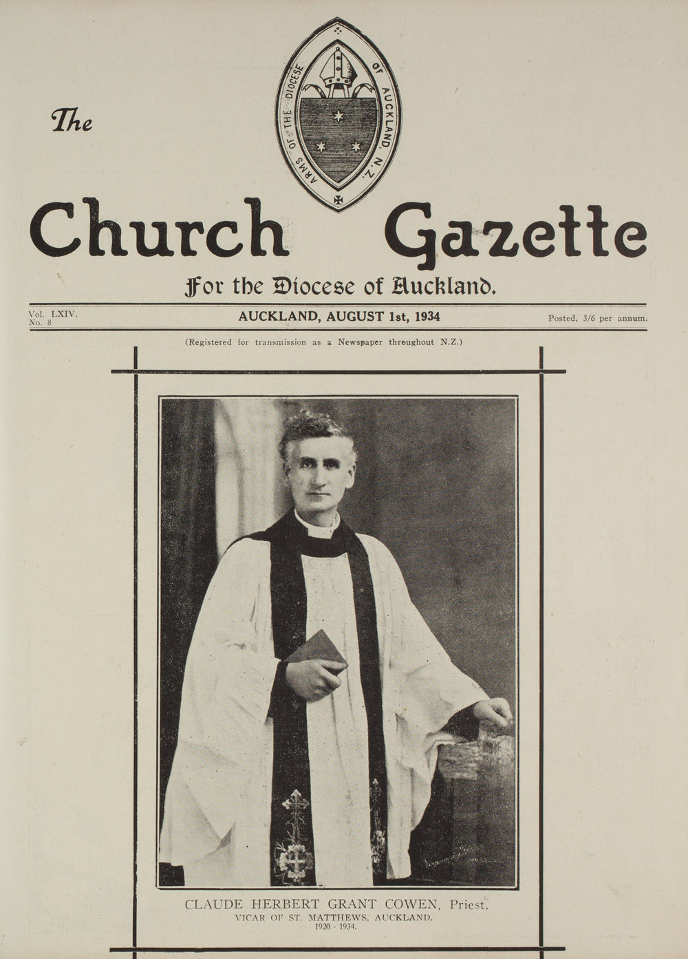Church Gazette, Auckland: August 1934