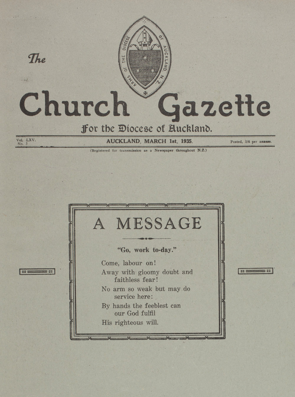 Church Gazette, Auckland: March 1935