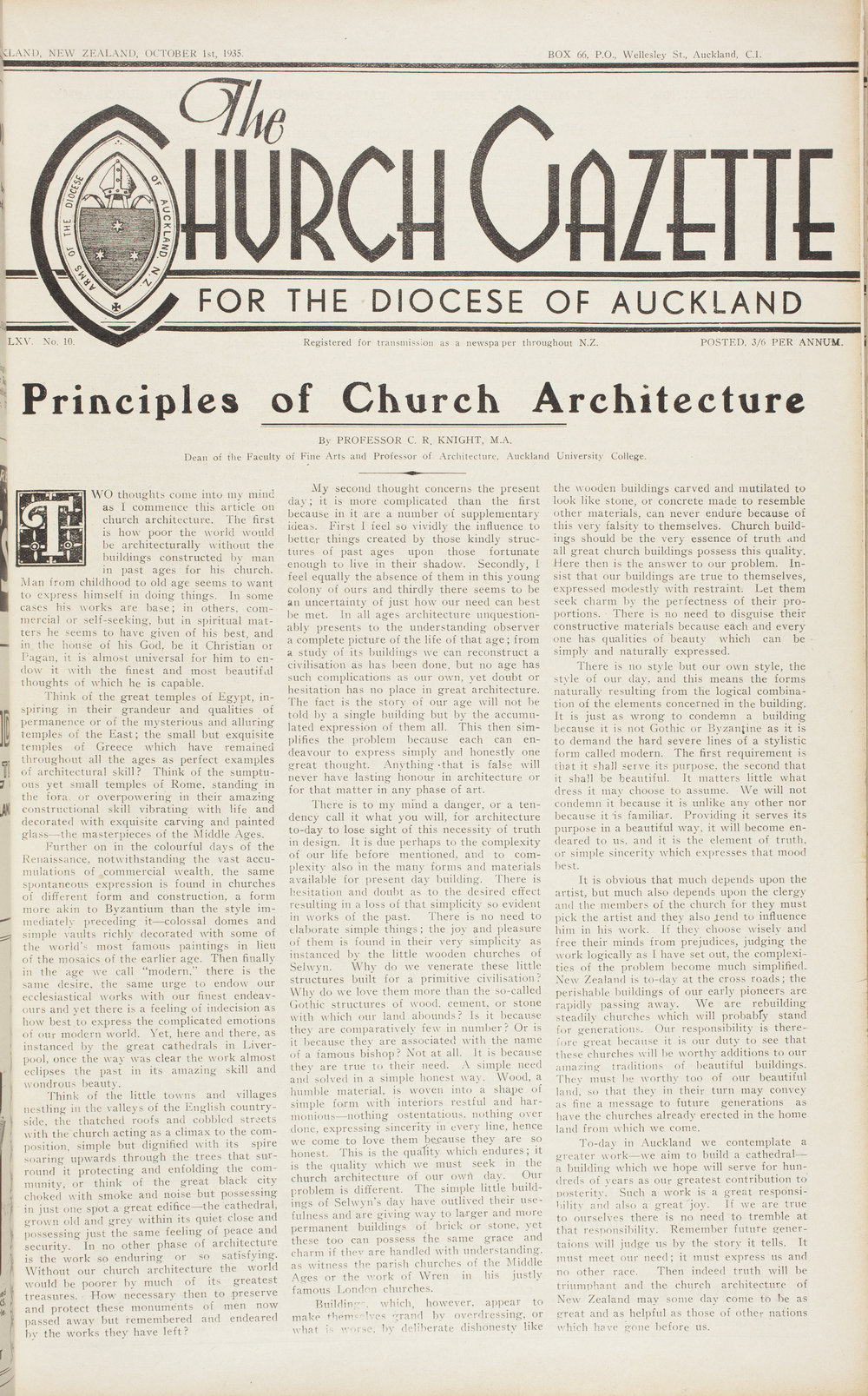 Church Gazette, Auckland: October 1935
