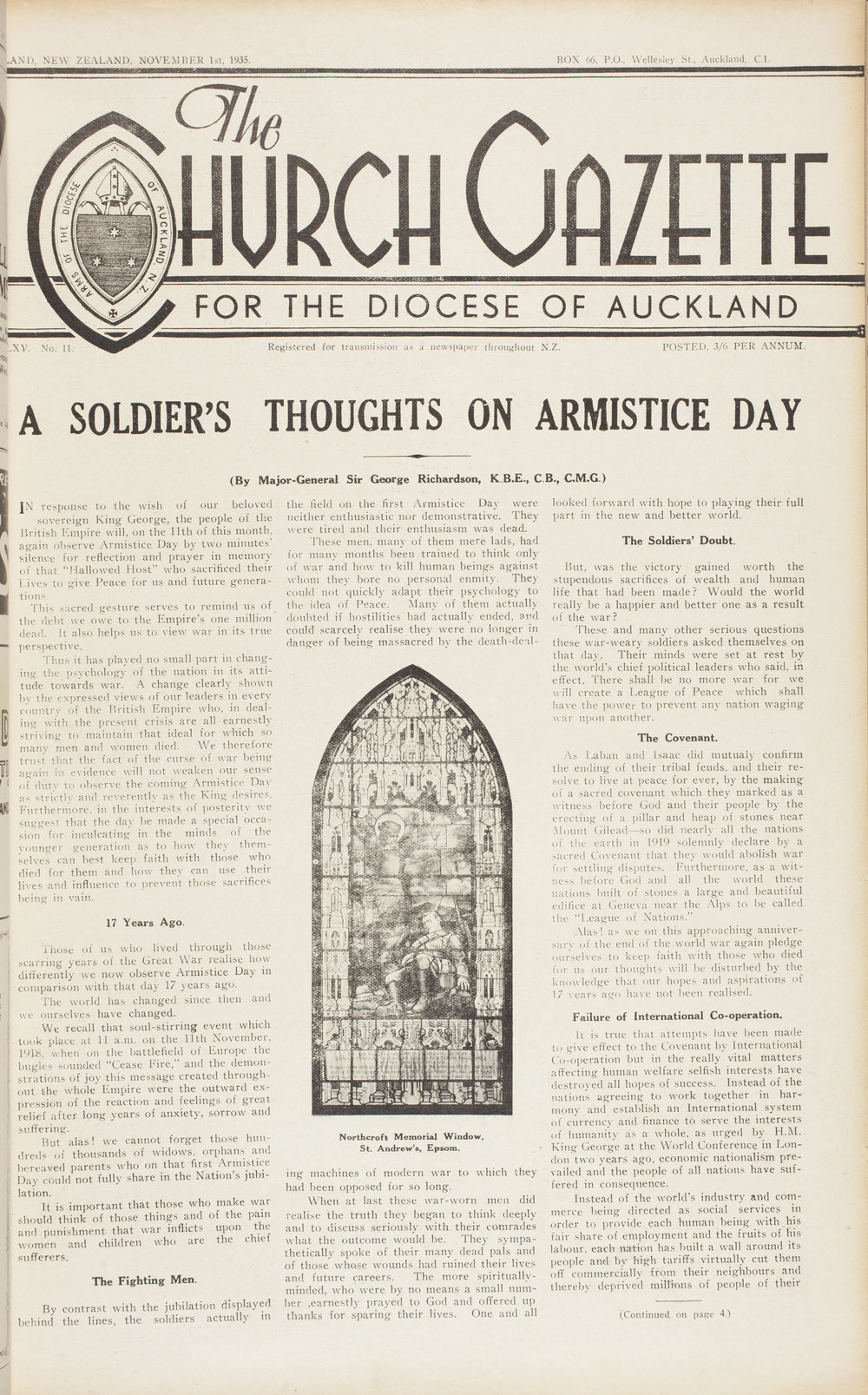 Church Gazette, Auckland: November 1935