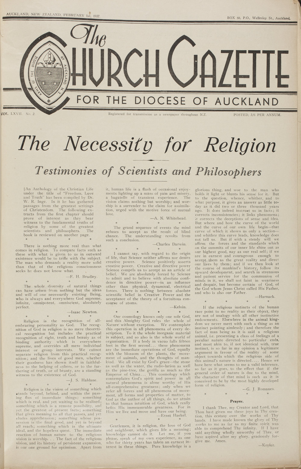 Church Gazette, Auckland: February 1937