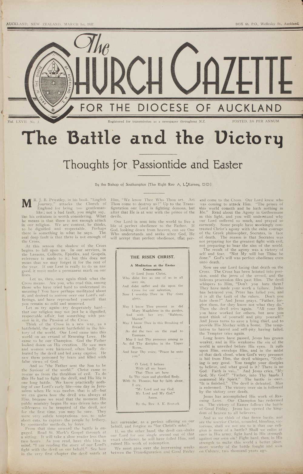 Church Gazette, Auckland: March 1937