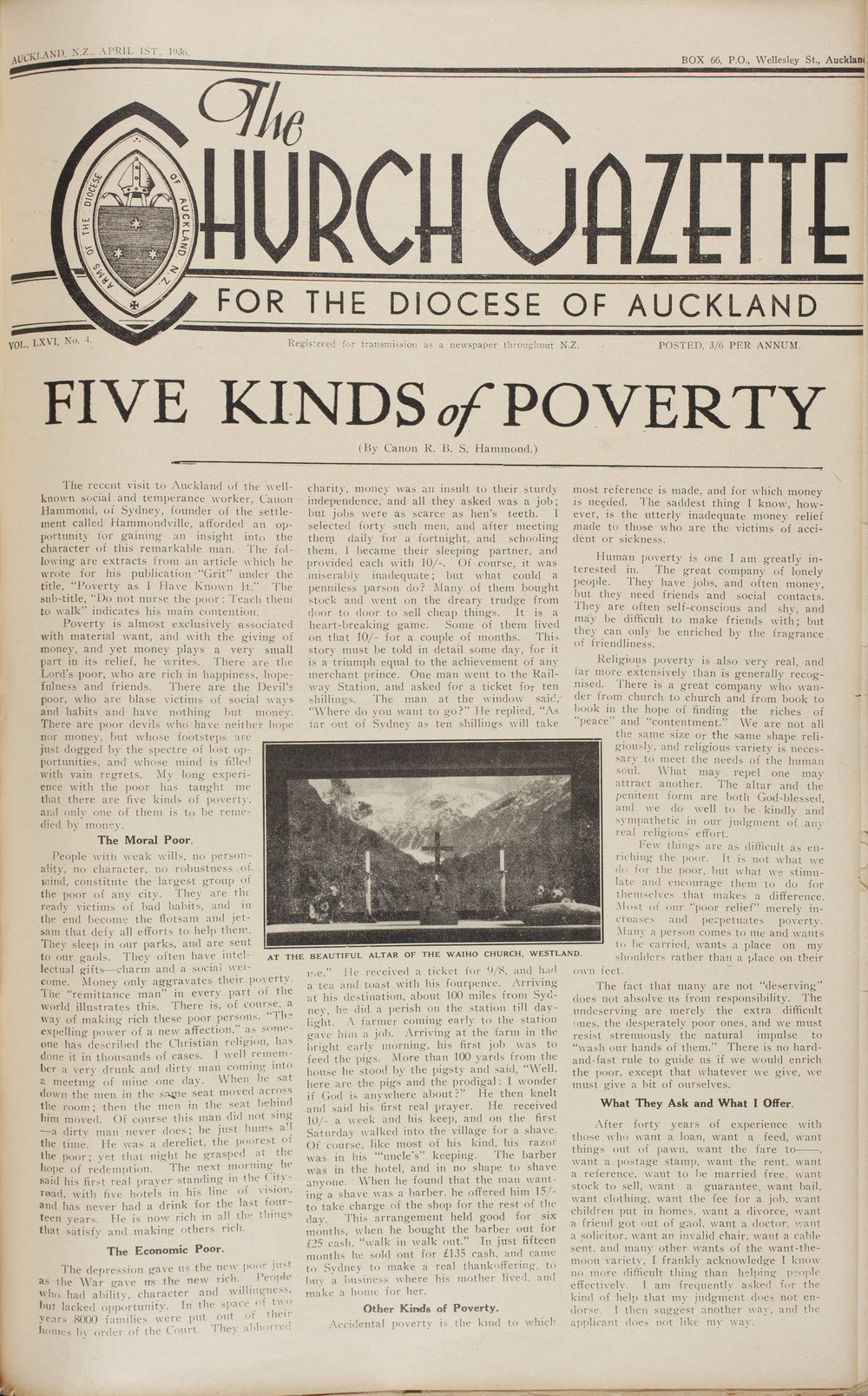 Church Gazette, Auckland: April 1936