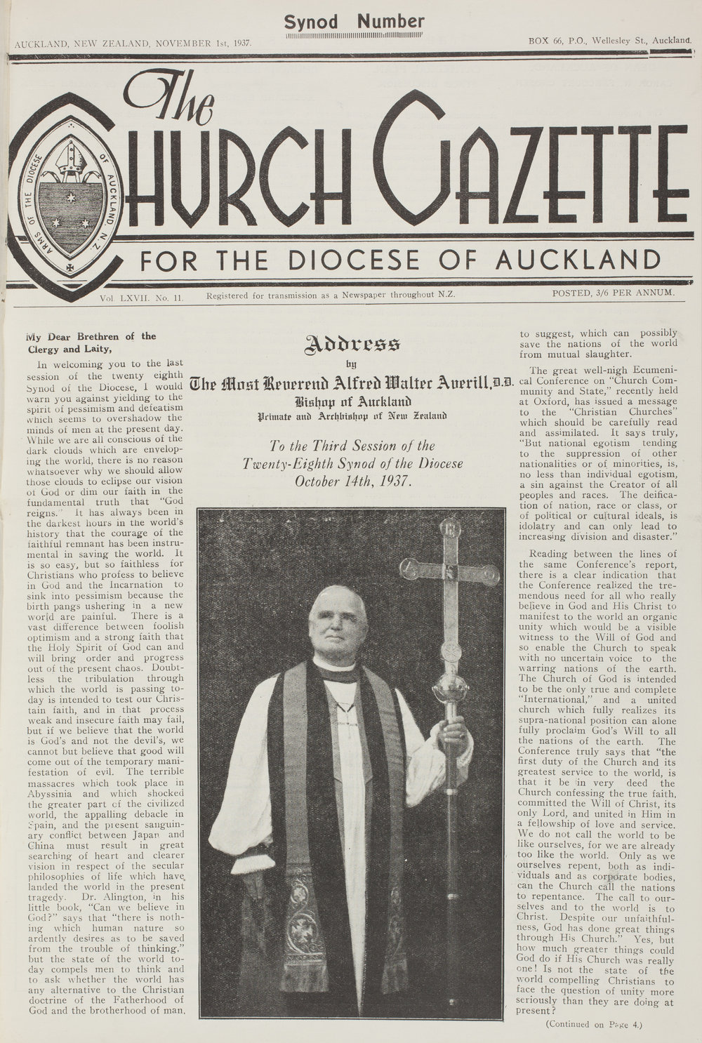 Church Gazette, Auckland: November 1937