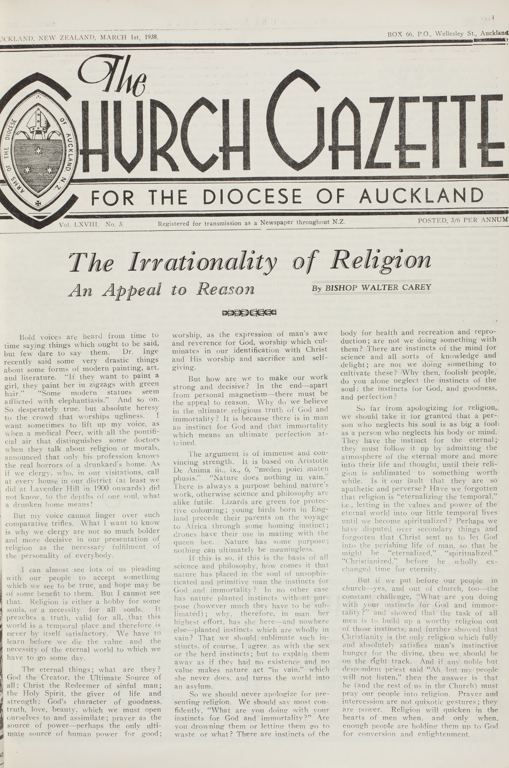 Church Gazette, Auckland: March 1938