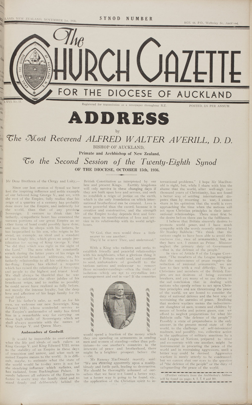 Church Gazette, Auckland: November 1936