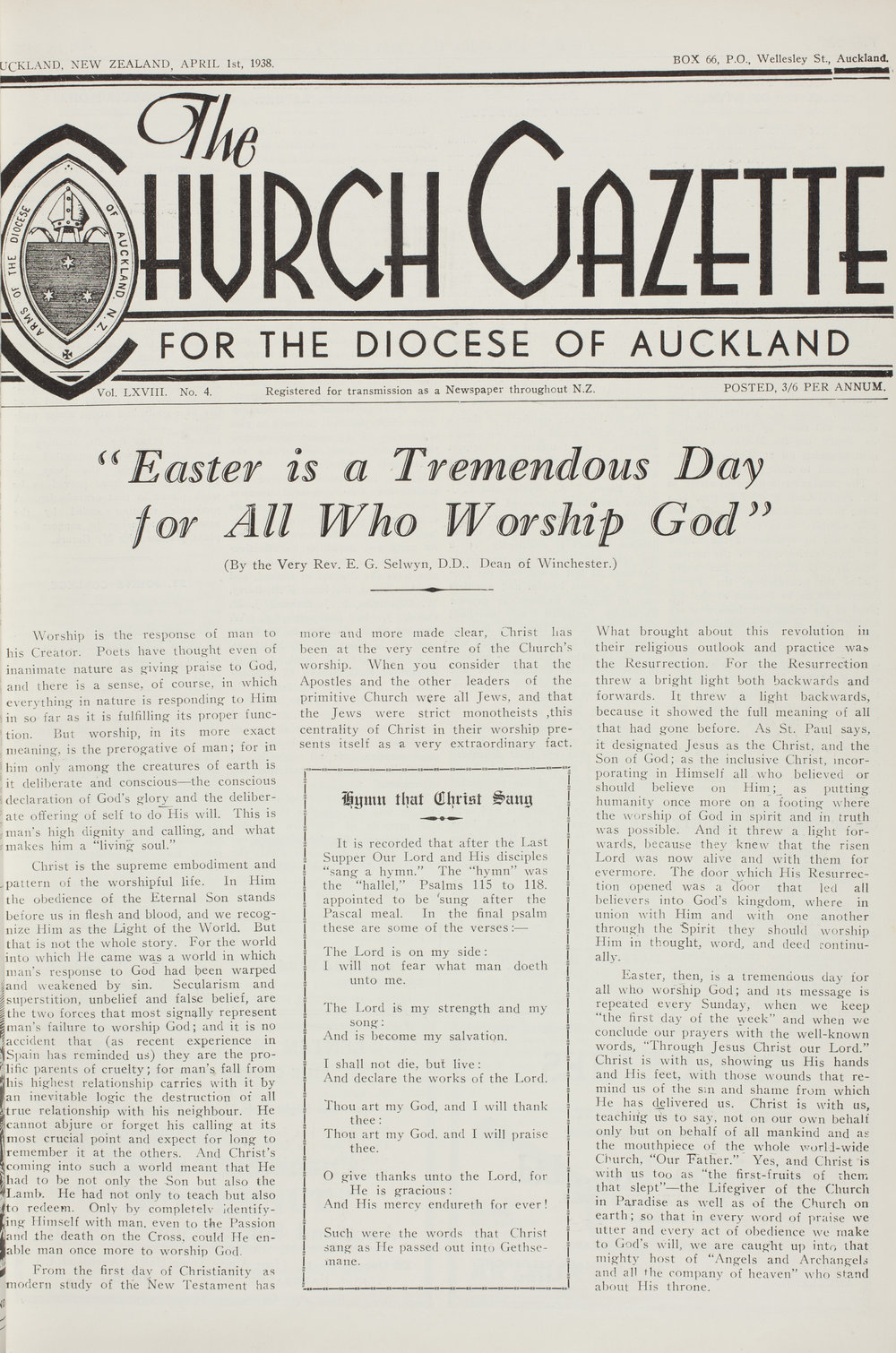 Church Gazette, Auckland: April 1938
