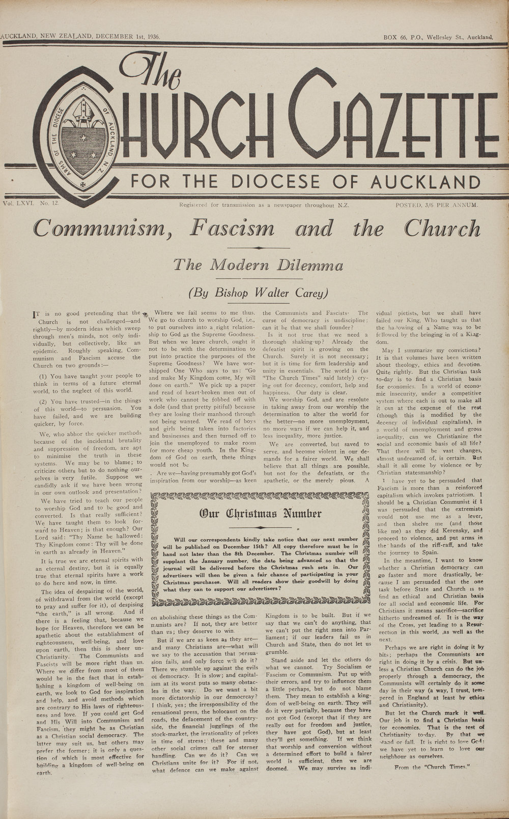 Church Gazette, Auckland: December 1936