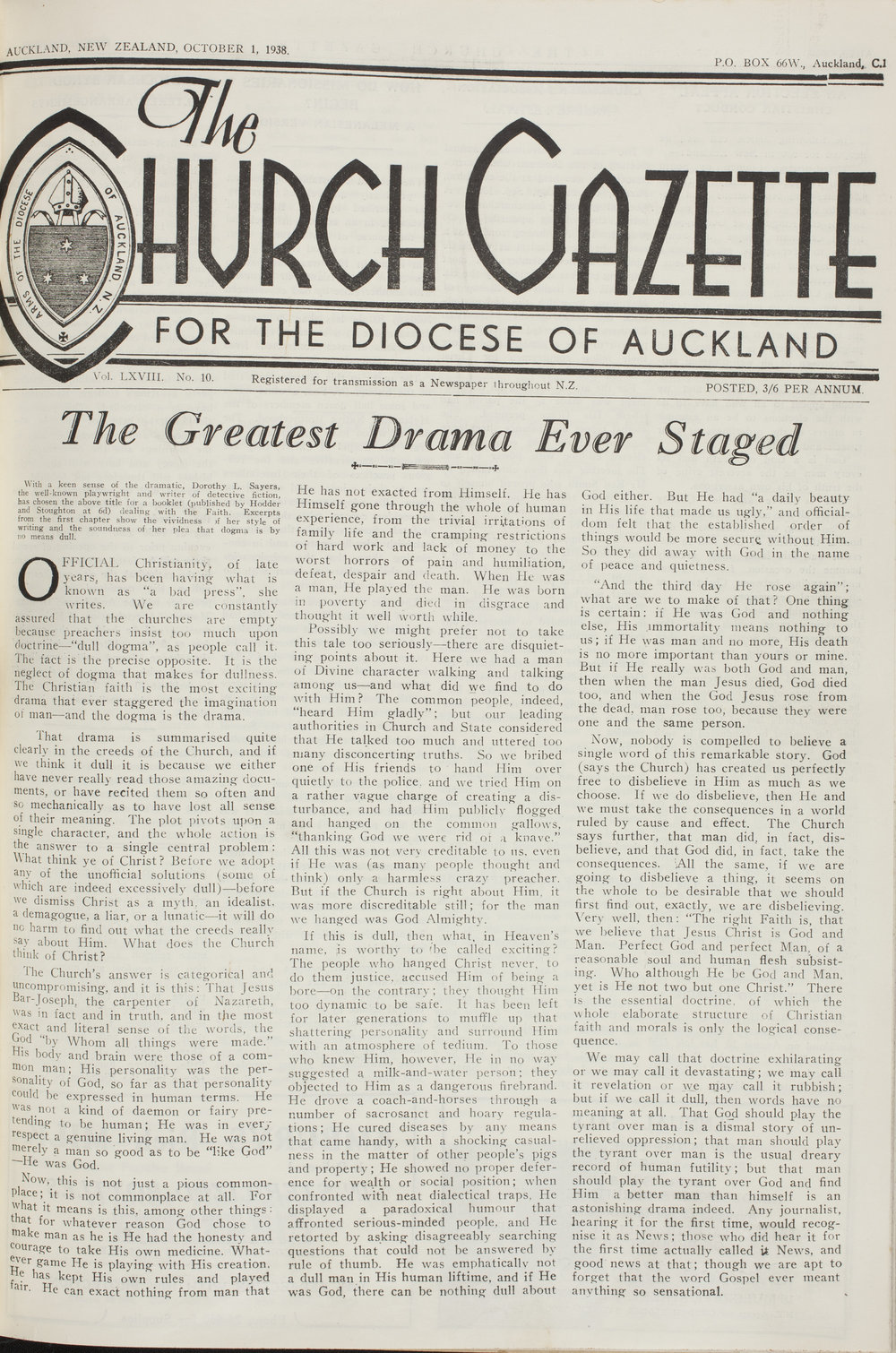 Church Gazette, Auckland: October 1938