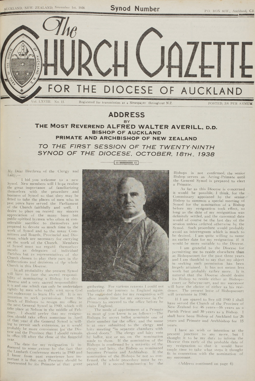 Church Gazette, Auckland: November 1938