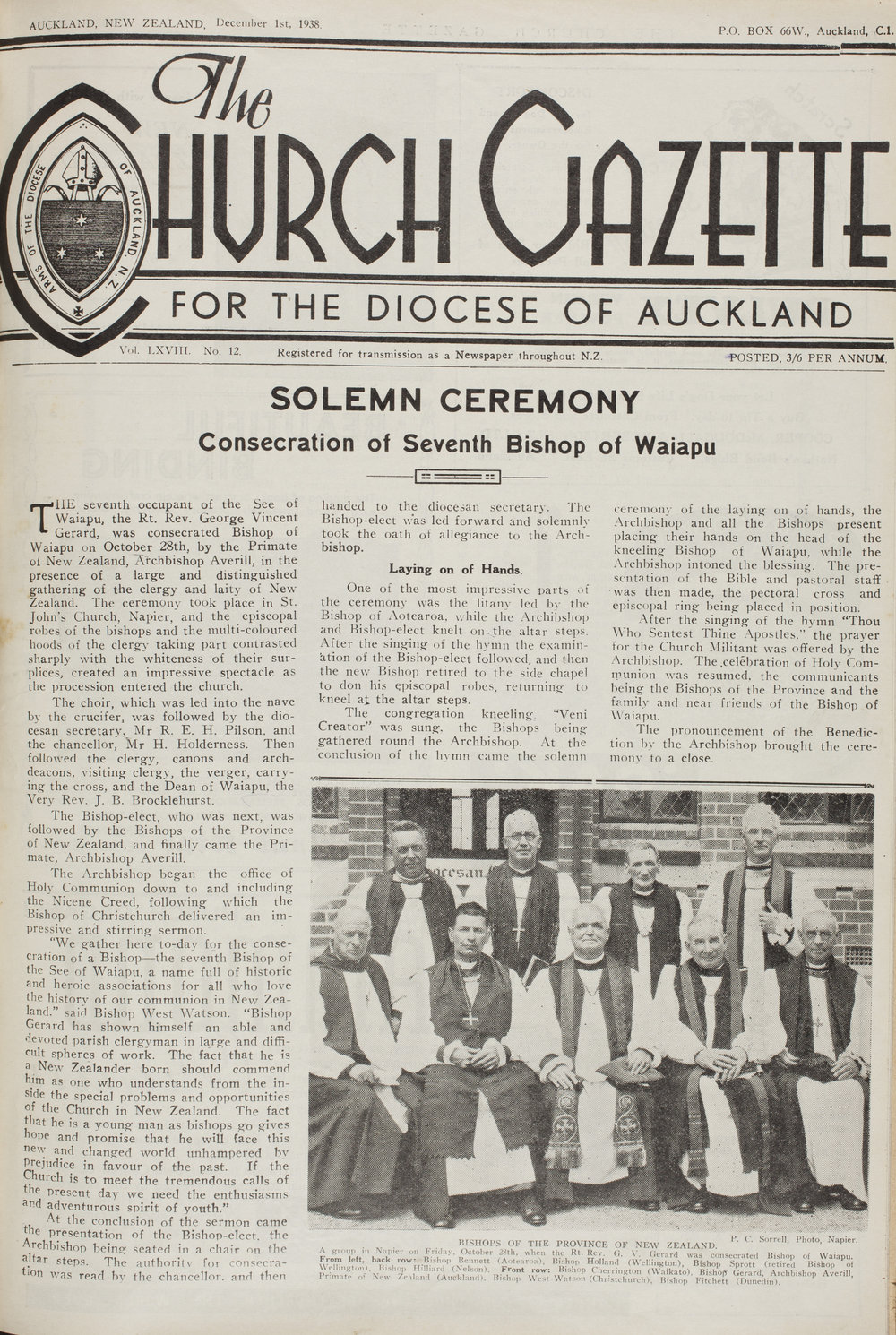 Church Gazette, Auckland: December 1938