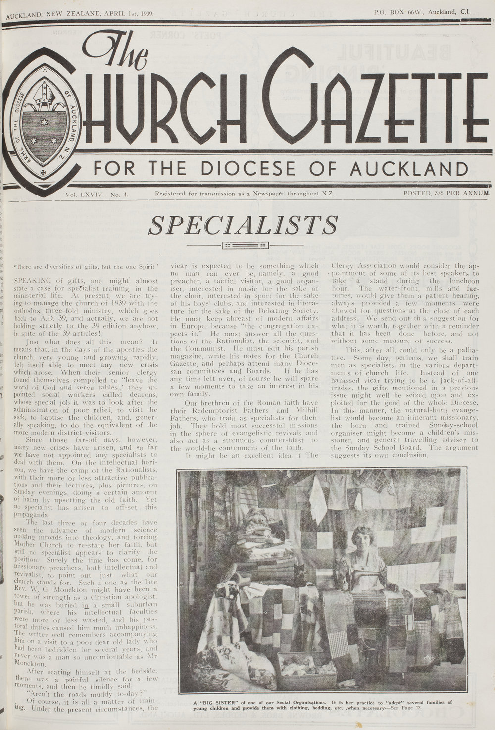 Church Gazette, Auckland: April 1939