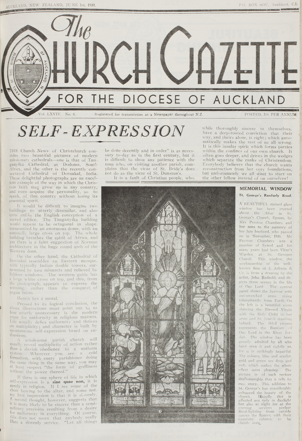 Church Gazette, Auckland: June 1939