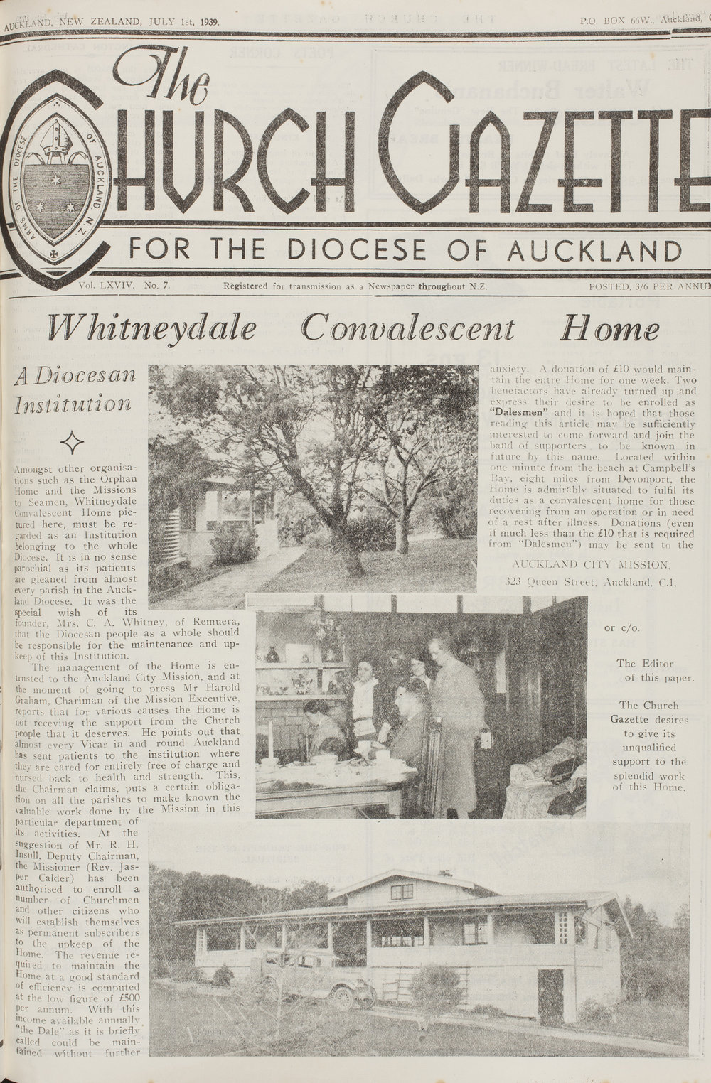 Church Gazette, Auckland: July 1939