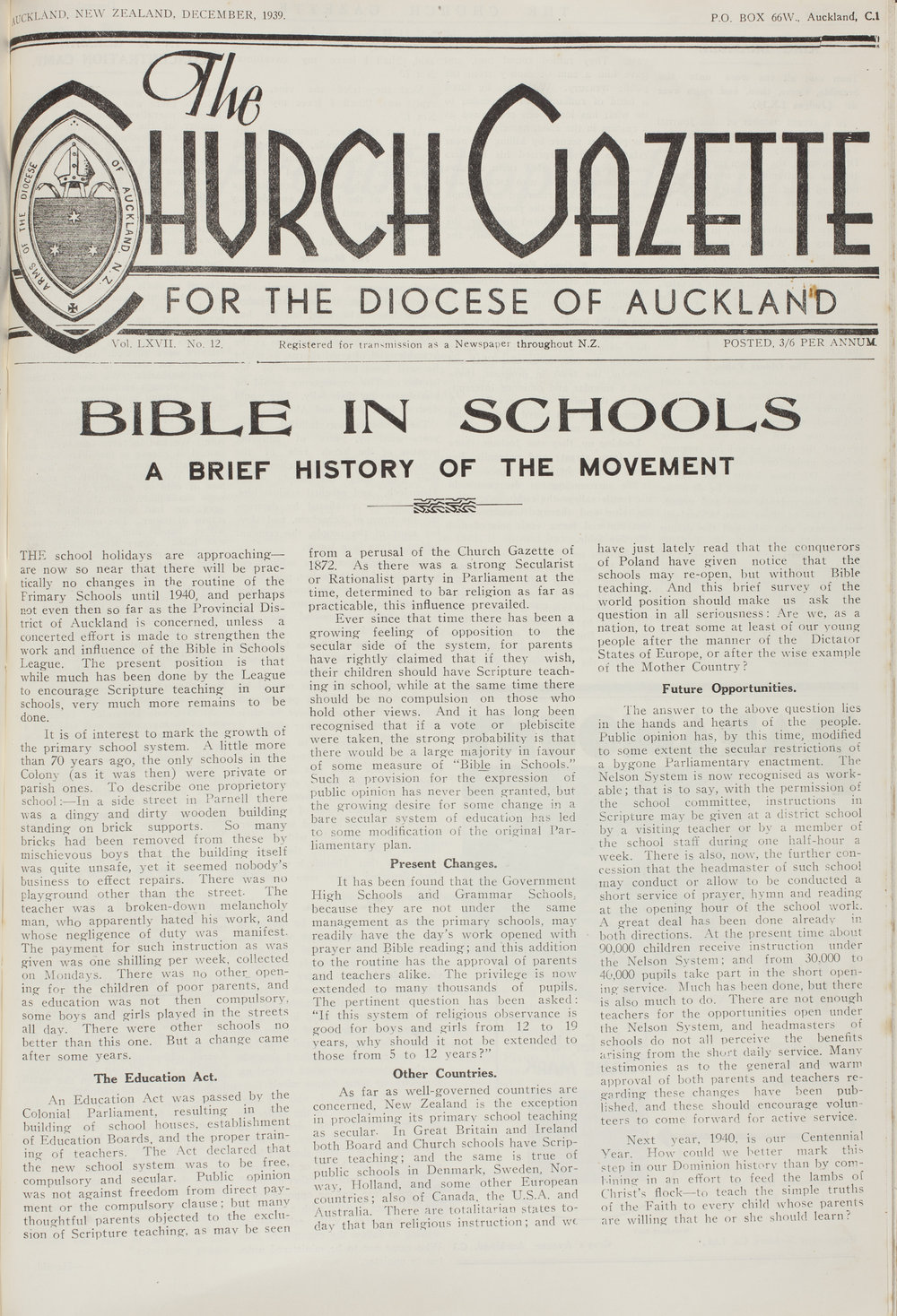 Church Gazette, Auckland: December 1939