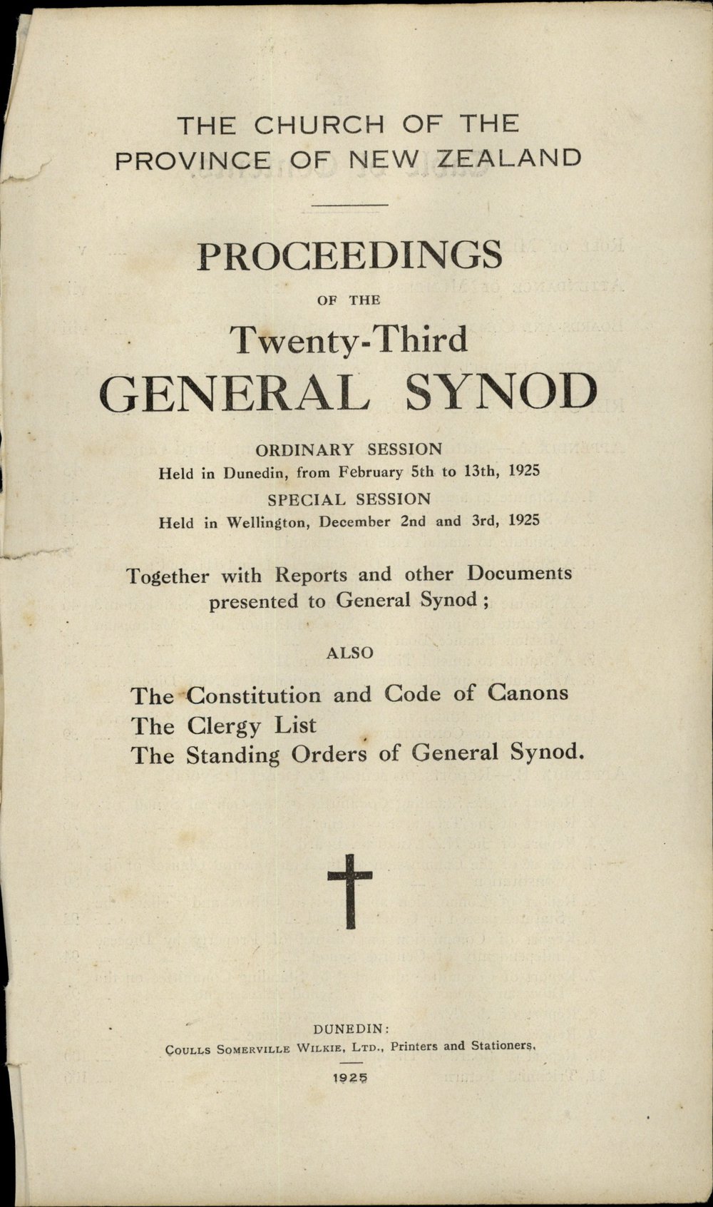 Proceedings of the General Synod: 23rd General Synod, 1925