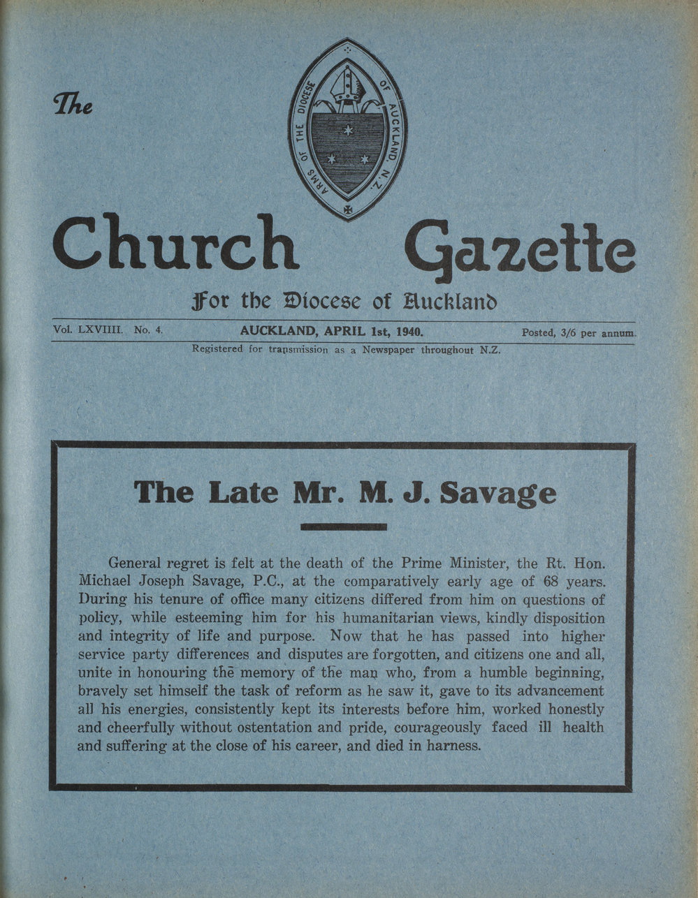 Church Gazette, Auckland: April 1940