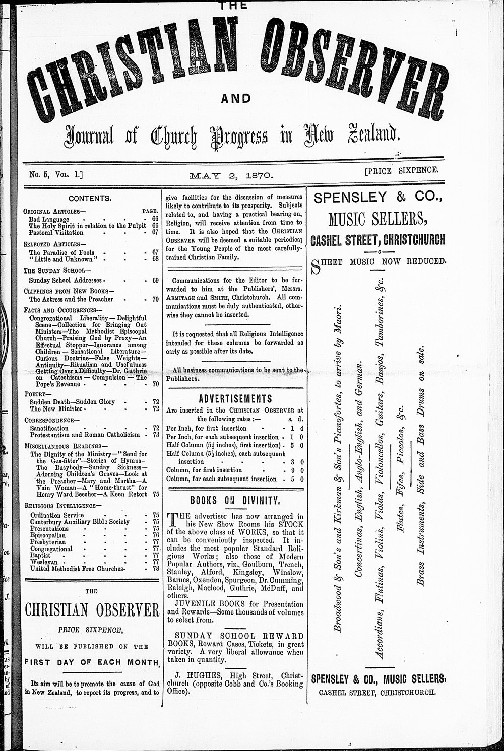 The Christian Observer: 2nd May 1870