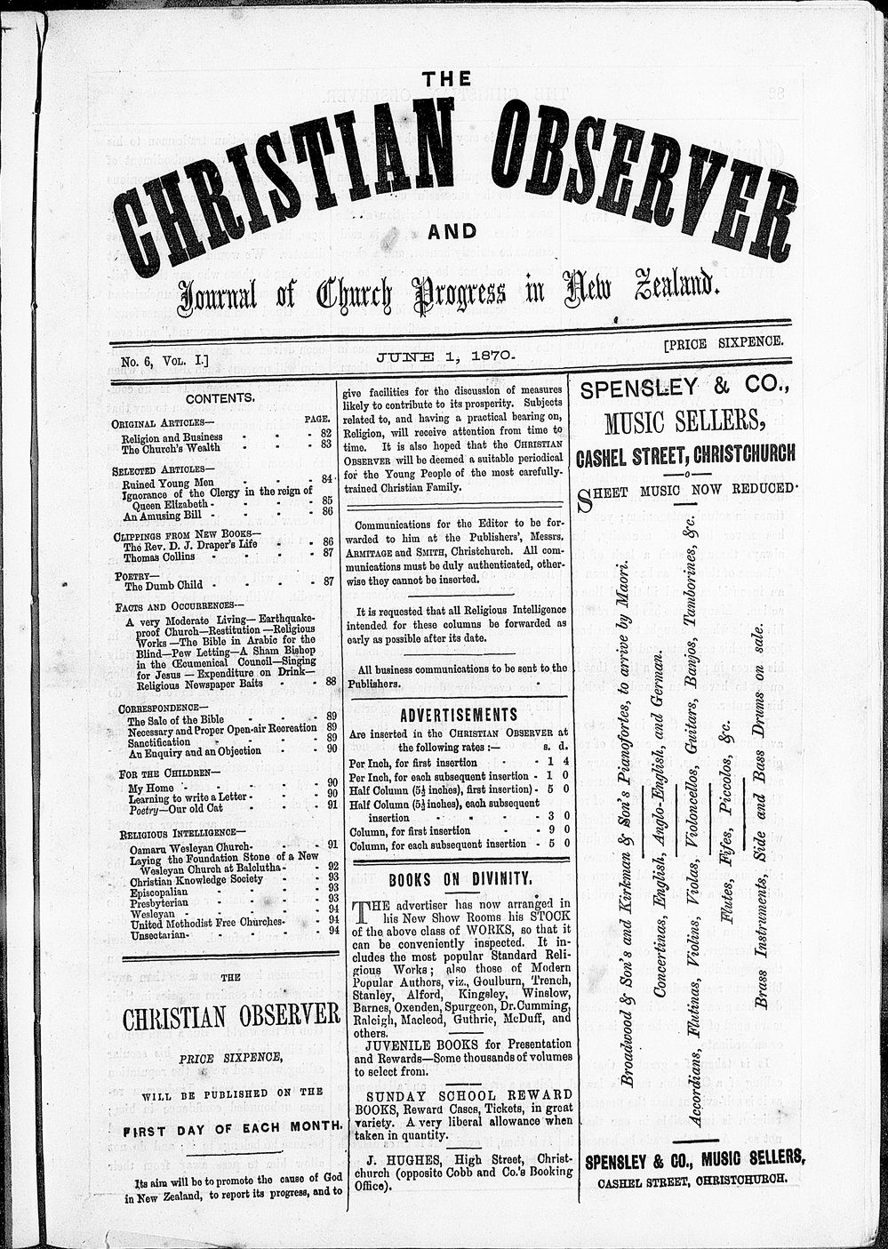 The Christian Observer: 1st June 1870