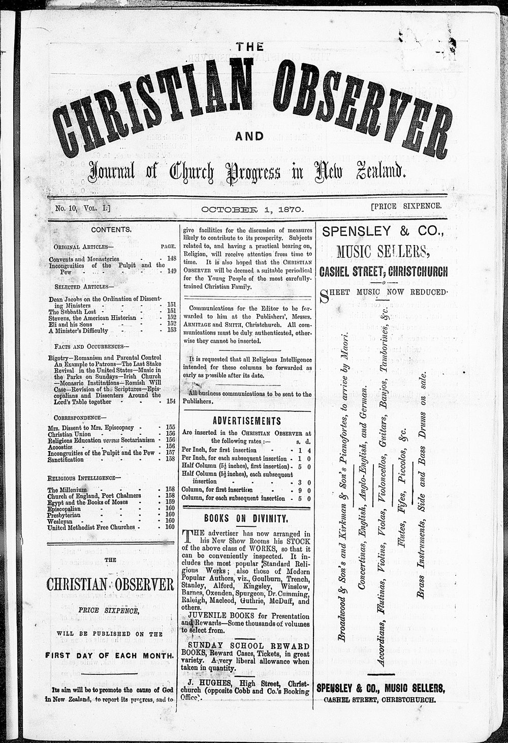 The Christian Observer: 1st October 1870
