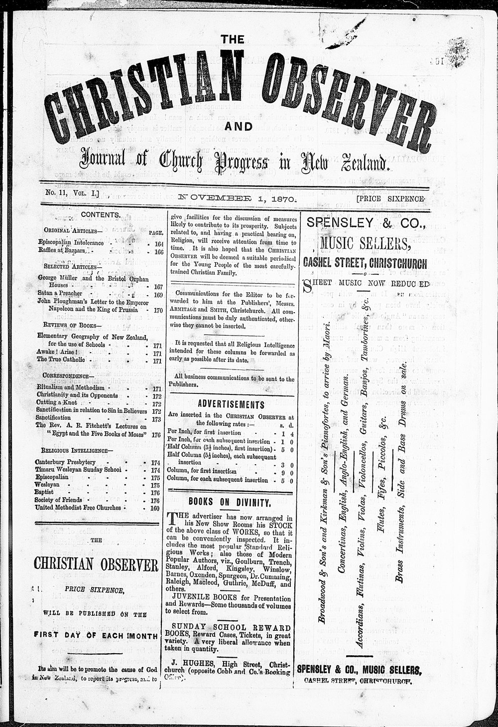 The Christian Observer: 1st November 1870