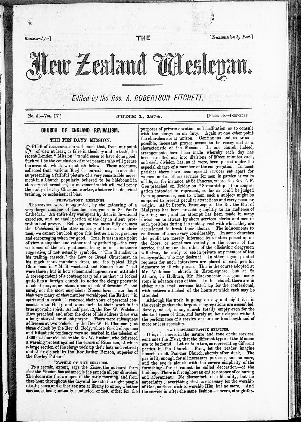 The New Zealand Wesleyan: 1st June 1874