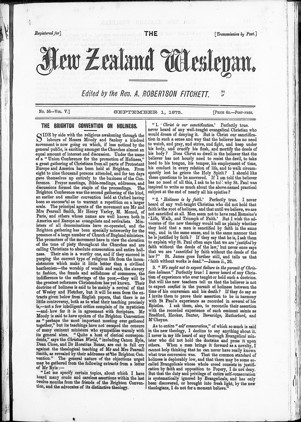 The New Zealand Wesleyan: 1st September 1875